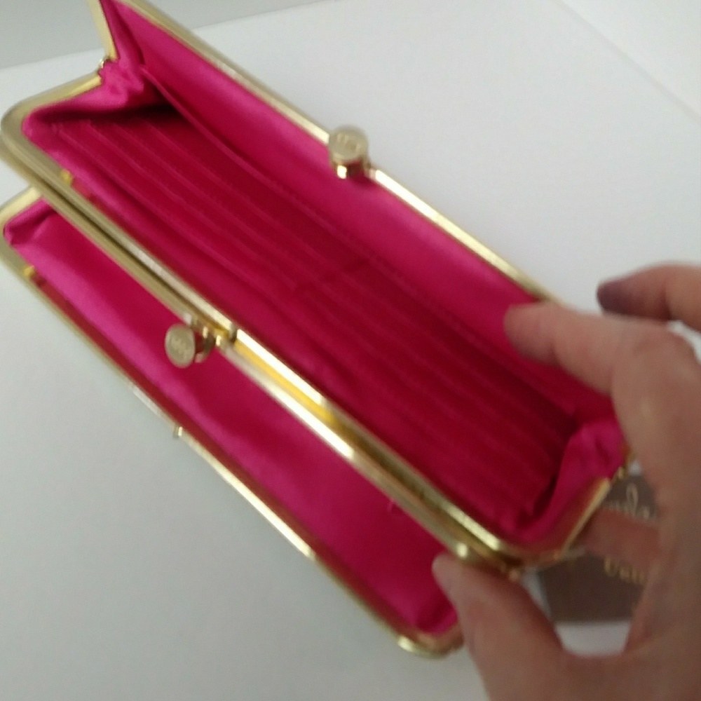 Hobo Lauren Exotic Clutch Creme Suede Gold Filigre